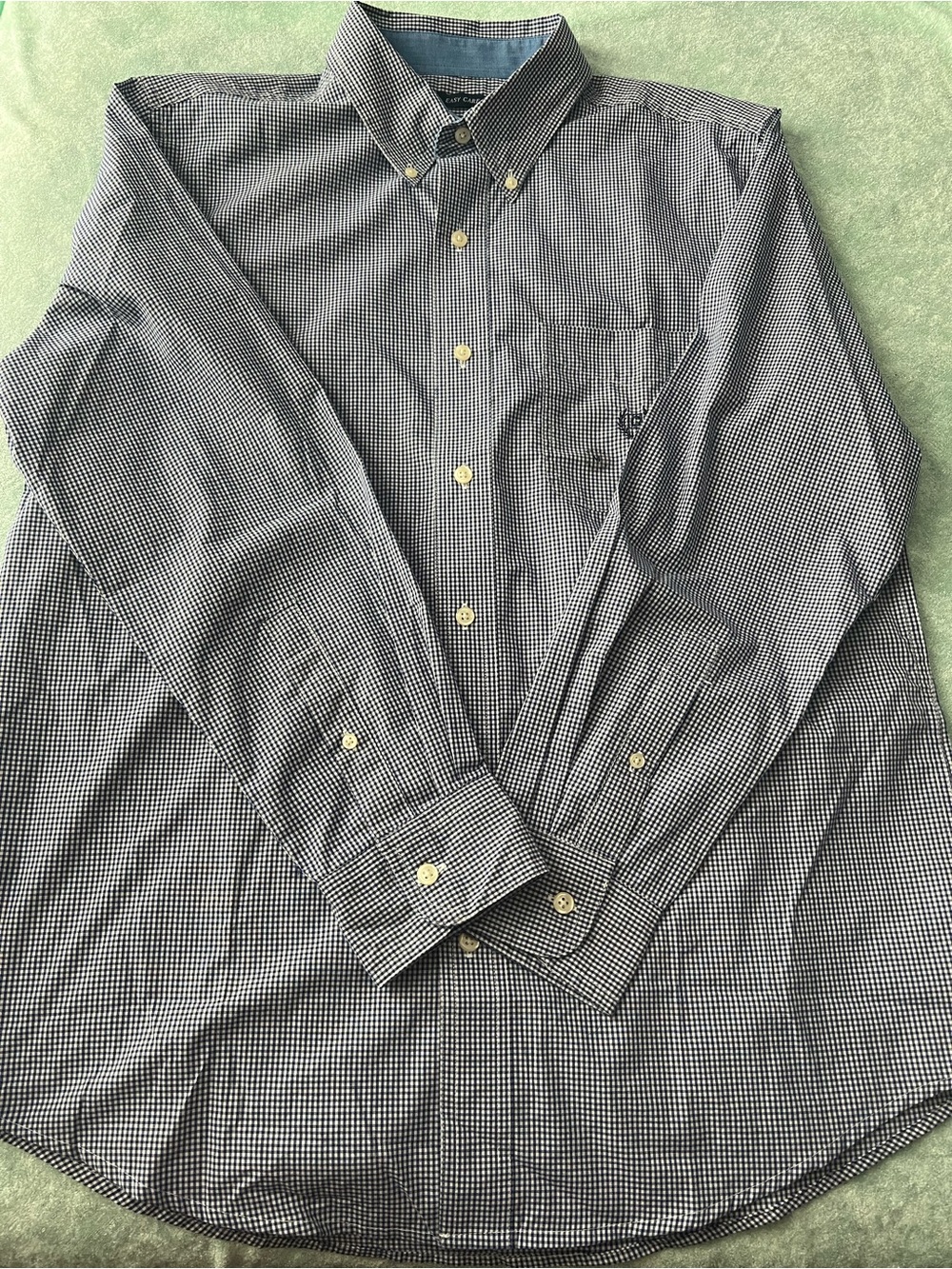 Chaps Men's Navy and White Micro-Check Button-Down Shirt NWOT